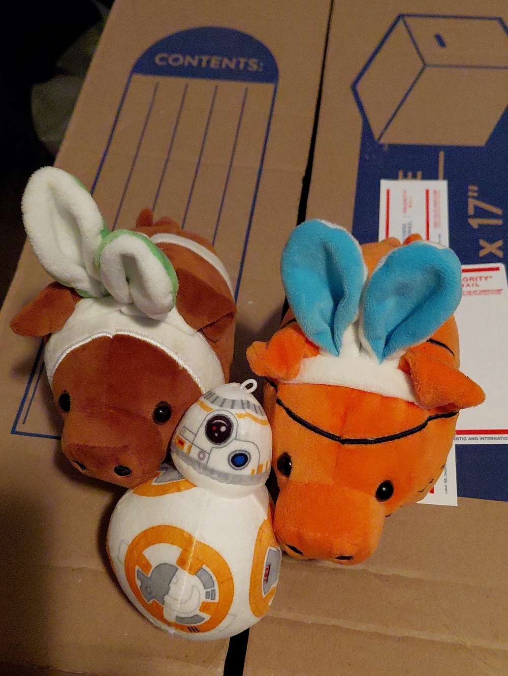 Hallmark Plush Character Set with Blue, White, Orange and Brown Accents